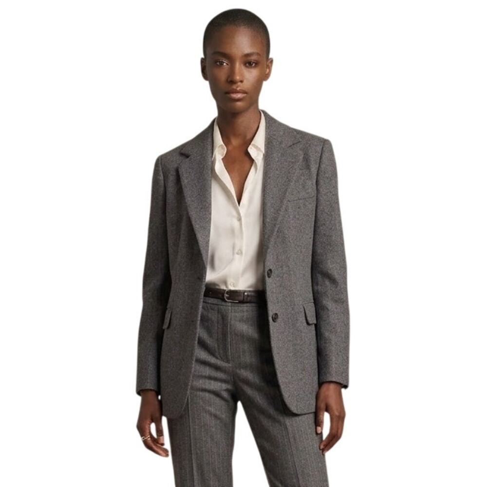 NWT STRADIVARIUS Wool Blend Blazer Jacket in Gray Charcoal SZ S